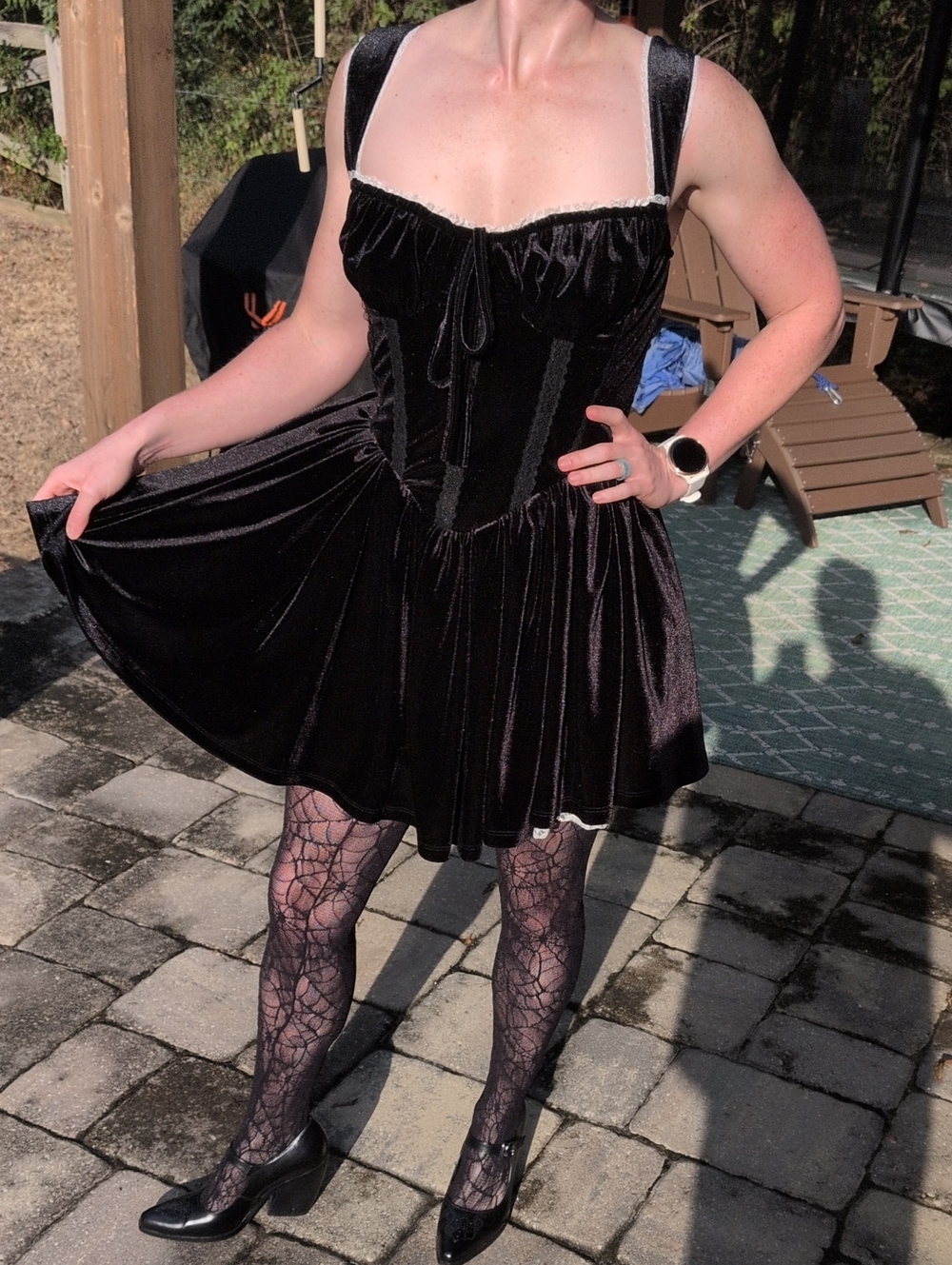 Black Velvet Fit-and-Flare Dress with Sweetheart Neckline
